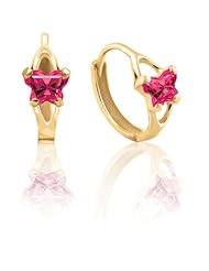Bfly® Girls 10k Gold July Birthstone CZ Butterfly Hinged Earrings