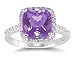 Cushion Cut Amethyst and Diamond Ring 14K White Gold