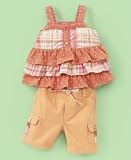 Nannette Baby Girl Ruffled Plaid Top and Bermuda Shorts Set