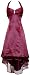 Satin Halter Dress Tulle Mini Train Prom Bridesmaid Holiday Formal Gown Junior Plus Size, Medium, Burgundy