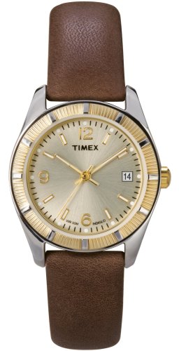 Timex Women's Classic Silver-Tone with Brown Leather Strap Watch #T2M782