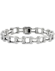 Sterling Silver Bicycle Chain Bracelet Handmade 1/2 inch wide,, sizes 8, 8.5 & 9 inch