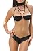 SeXy Black Pleated Chiffon Bra Panty Thong Bead Detail S M or L