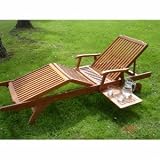 Hardwood Amalfi Garden/Patio Sun lounger Fully adjustable with Drinks Tray