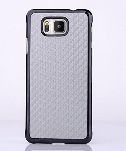 Weview(TM)Samsung Galaxy Alpha G850 Case, Carbon Fiber Leather Coated Hard Shell for Samsung Galaxy Alpha G850 +free Black Stylus+Two Screen Protectors +Fishbone Cable Winder(Silver)