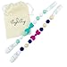 Bow Pacifier Clip Girl, BPA Free Silicone Teether, 2 Pack (Pink/Navy/Mint/Turquoise)