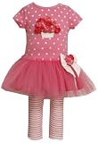Bonnie Baby Baby-Girls Infant Cluster Of Roses On Bodice To Tulle Stripe Capri Skirt, Pink, 24 Months