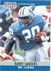 Barry Sanders football card 1990 Pro Set rookie card (Detroit Lions) #102