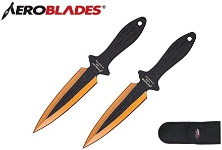 Aeroblades 7.5" 2 Pcs Set Gold / Black Color Blade Throwing Knife