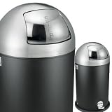 Trash Waste Bullet Step Can 10.3 Gal in Two Tone Black/Stainless by Polder Home Tools