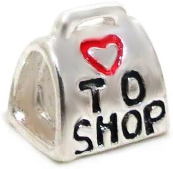 Highest Quality "Love To Shop Handbag" Bead Charm Fits Authentic Pandora Charms, Chamilia, Troll, Biagi, European Bracelet & Necklace