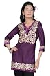 Purple 3/4 sleeves Kurti/Tunic with designer embroidery