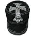 WILD RHINESTONE IRON CROSS BLACK TORN MILITARY CAP HAT