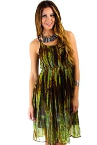 Flowing Dress in Green Combo