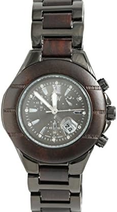 Women's Wooden Watch Sandalwood Black-Tone Date Quartz Handmade Wood Watch