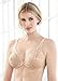 Glamorise Women's Front Close Stretch Lace Wonderwire Bra, Cafe, 44D