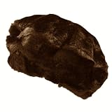Brown Faux Mink Fur Large Beret Cap Hat