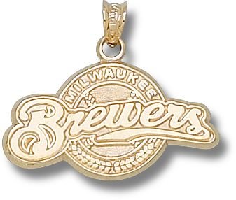 Milwaukee Brewers Giant 2 1/8 W x 1 1/8 H Brewers Logo Pendant - 14KT Gold Jewelry