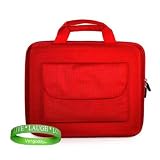 RUBY RED State Of The Art Hard Cube Carrying Case with Attached Pocket for ASUS Eee PC T101MT-EU17-BK 10.1-Inch Convertible Tablet + Vangoddy Live * Laugh * Love Wrist band