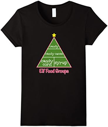 Elf Food Groups Pyramid Shirt, Candy Canes, Candy Corn Syrup - Female Small - Black