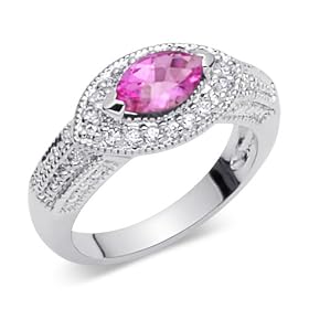 Standout 1.00 carat total weight Marquise Shape Checker Board Created Pink Sapphire &... by 