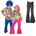 Schlaghose Schwarz Flower Power Hippie Kost�m Gr��e 52/54