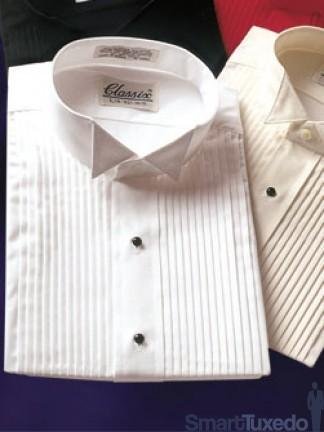 1/4 Inch Pleat Boys Wing Collar Tuxedo Shirt - Available White, Ivory and Black