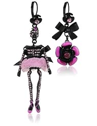 Betsey Johnson "Terrific Tutus" Skeleton Ballerina and Rose Mismatch Drop Earrings