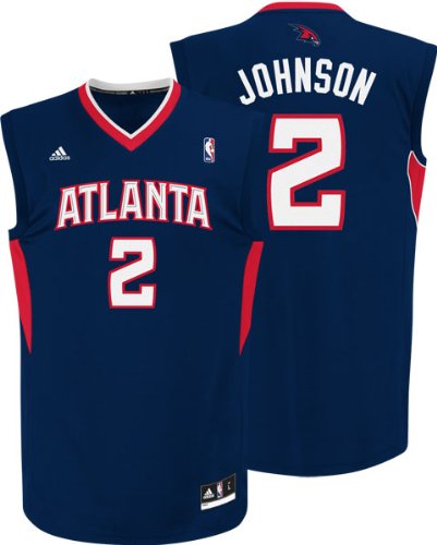 NBA Men's Atlanta Hawks Joe Johnson Revolution 30 Road Replica Jersey (Navy, Large)