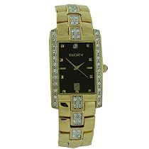 Elgin Watch Men Gold Tone Austrian Crystals Calendar Dial Fancy FG116N SALE