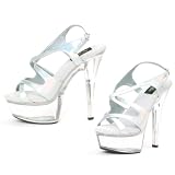 6 Heel Silver Hologram Strappy Sandal. by Ellie