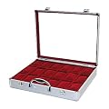 Uhrenkoffer Uhrenbox f�r 18 Uhren Aluminium K10 ROT 45