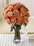 Two Dozen Majestic Sunset Roses, Eco-Friendly - Long-stem, Creamy Orange Rose Bouquet