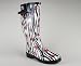 Zebra Rose Rain Boot 7.5 BLACK