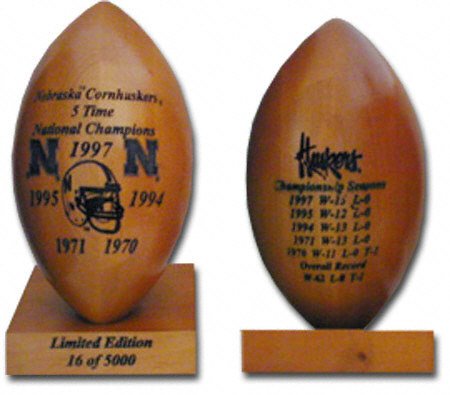 Buy Nebraska 5 Times Champions 5 8 Scale Laser Engraved Wood Football by FansEdge