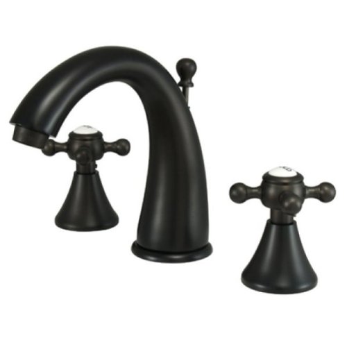 Kingston Brass KS2975BX+ English Country Widespread Lavatory Faucet, Buckingham Cross Handle, Oil Rubbed Bronze On Sale
