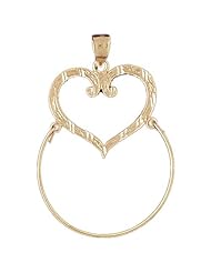 Dazzlers Solid 14k Gold Heart Holder Charm Pendant Available in three colors from jewelsberry (weights: 2.2 grams only)