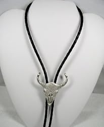 Diamondcut Pewter Silvertone Skull Bolo Tie