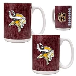 Minnesota Vikings 2pc 15oz Gameball Ceramic Mug Set - Primary logo NFL Football
