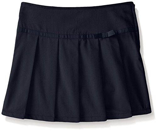 French Toast Big Girls' Pleated Scooter with Gross Grain Ribbon, Navy, 12