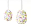 Pack of 24 Textured Glitter Pastel Floral Hydrangea Easter Egg Ornaments 5"