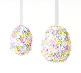 Pack of 24 Textured Glitter Pastel Floral Hydrangea Easter Egg Ornaments 5