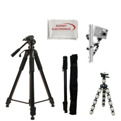 3 Piece Best Value Tripod Package For Panasonic Lumix DMC-FZ150, FZ200, FZ300, FZ60, FZ47, FZ48 Digital Camera Includes 1 professional 72 Inch Tripod With Carrying Case, 1 Professional 67 Inch Monopod, 1 Extra Flexible Double Joint Gripster Tripod