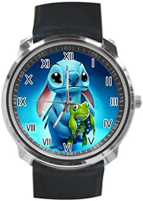 Lilo Stitch Custom Leather Strap Wrist Watch the second ring - Oscas Wood Best Gift