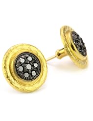 GURHAN "Moonstruck" Black Diamond Pave Two-Tone Button Earrings
