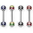 316L Surgical Steel Green/Yellow/Red Epoxy Stripe Barbells - 14G, 6mm Ball, 5/8" Length - Sold as a Pair