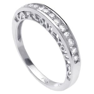 .30 Channel Set I love U Ladies Diamond Weddding Ring in Platinum White Gold