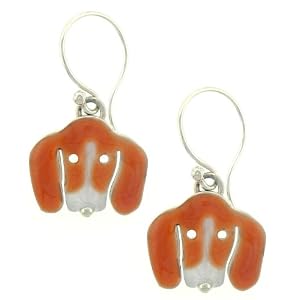 Beagle Dog Sterling Silver Enameled Earrings