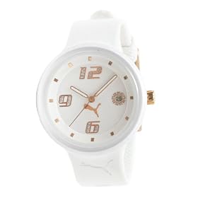 PUMA Womens PU910672002 Slick 3-Hand-Date White and Rosegold
