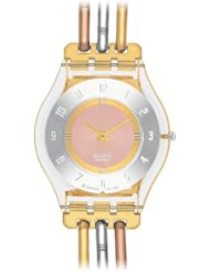 Swatch Womens SFK240B Quartz Stainless Steel Gray And Pink Dial Watch